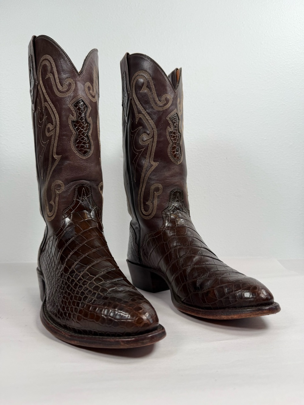 El Dorado Men’s Vintage Exotic Cowboy Boots Size 8 D Alligator Belly 9901 Brown